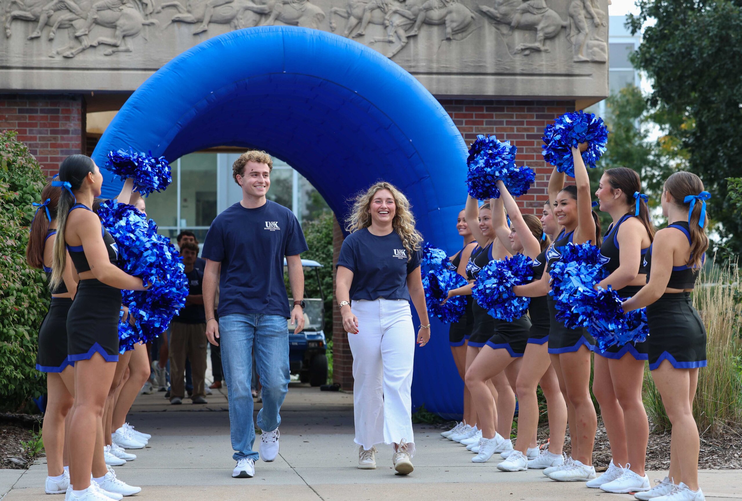 UNK homecoming royalty candidates are introduced during a pep rally on campus.