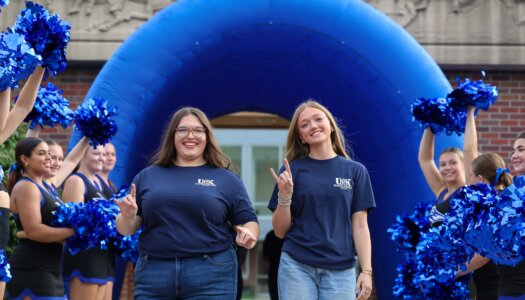 UNK homecoming royalty candidates are introduced during a pep rally on campus.