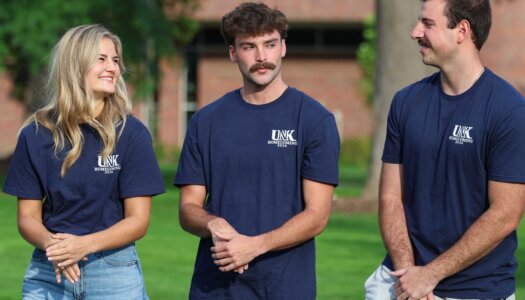 UNK homecoming royalty candidates are introduced during a pep rally on campus.