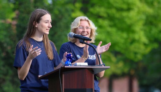 LPAC members lead the homecoming pep rally.
