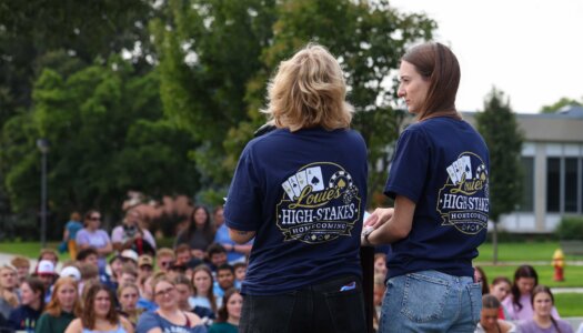LPAC members lead the homecoming pep rally.