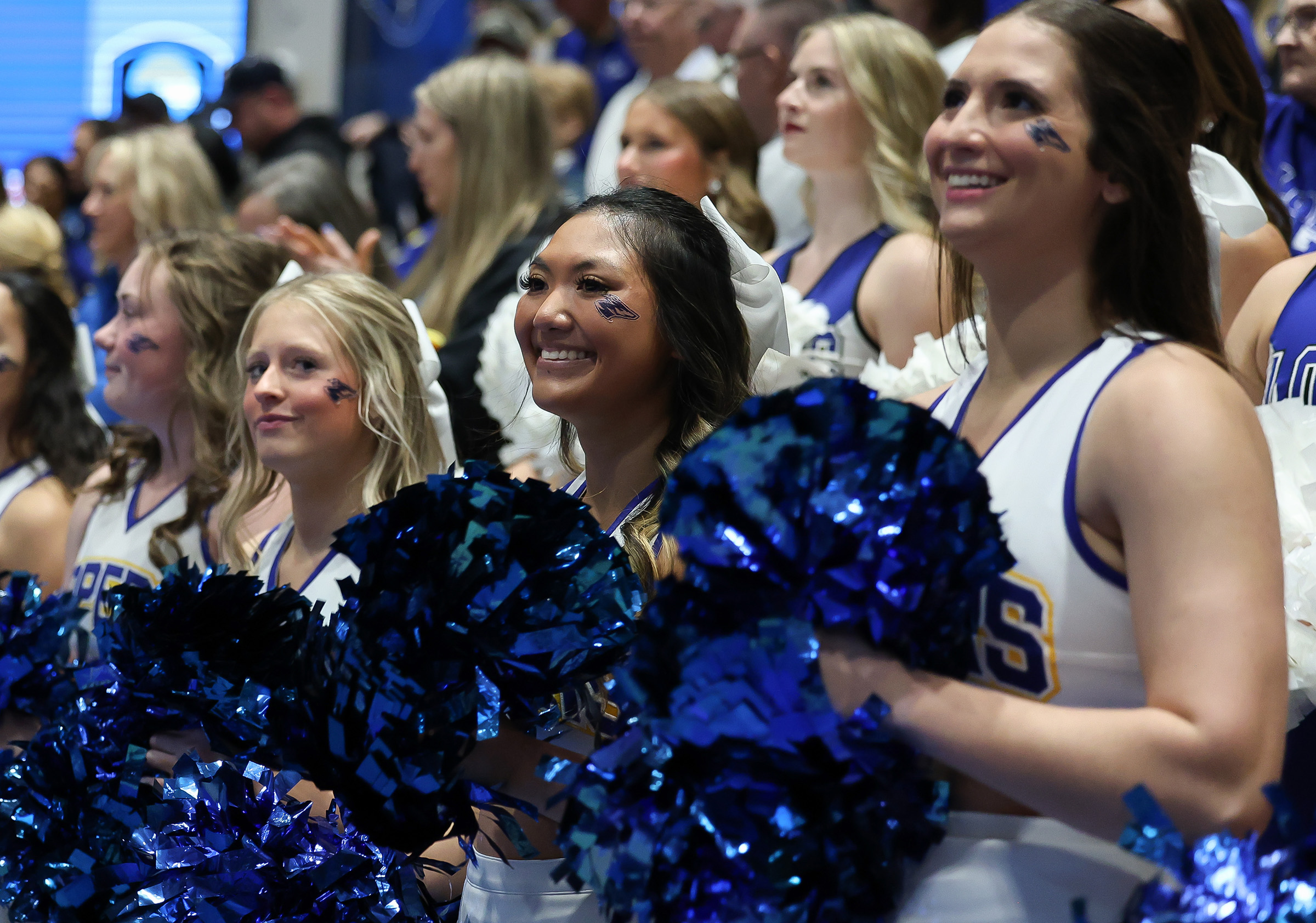 Nikki Sonthana cheers during a UNK game.