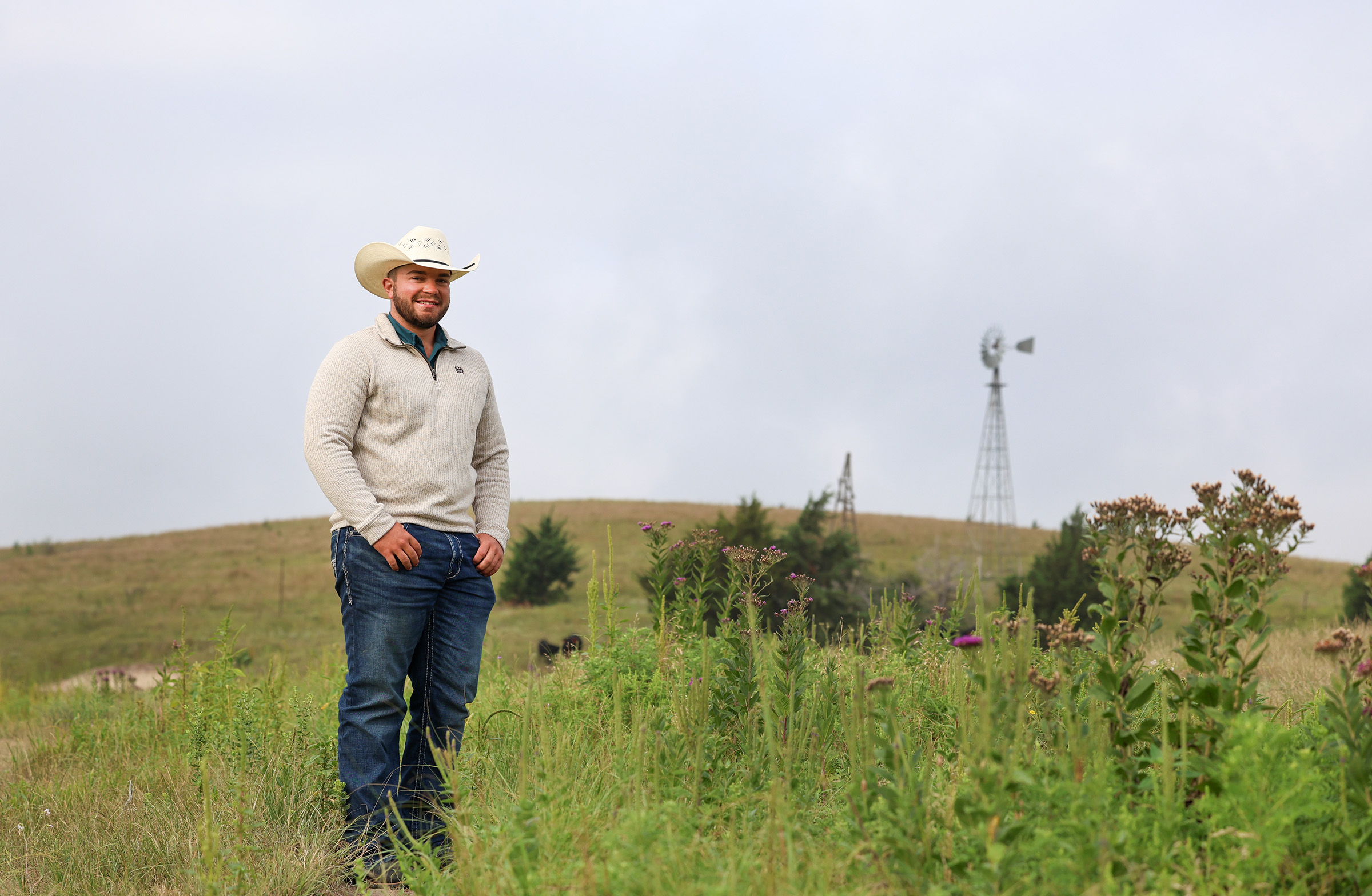 Ryan Arbuthnot is pictured on his family’s ranch north of Sumner.