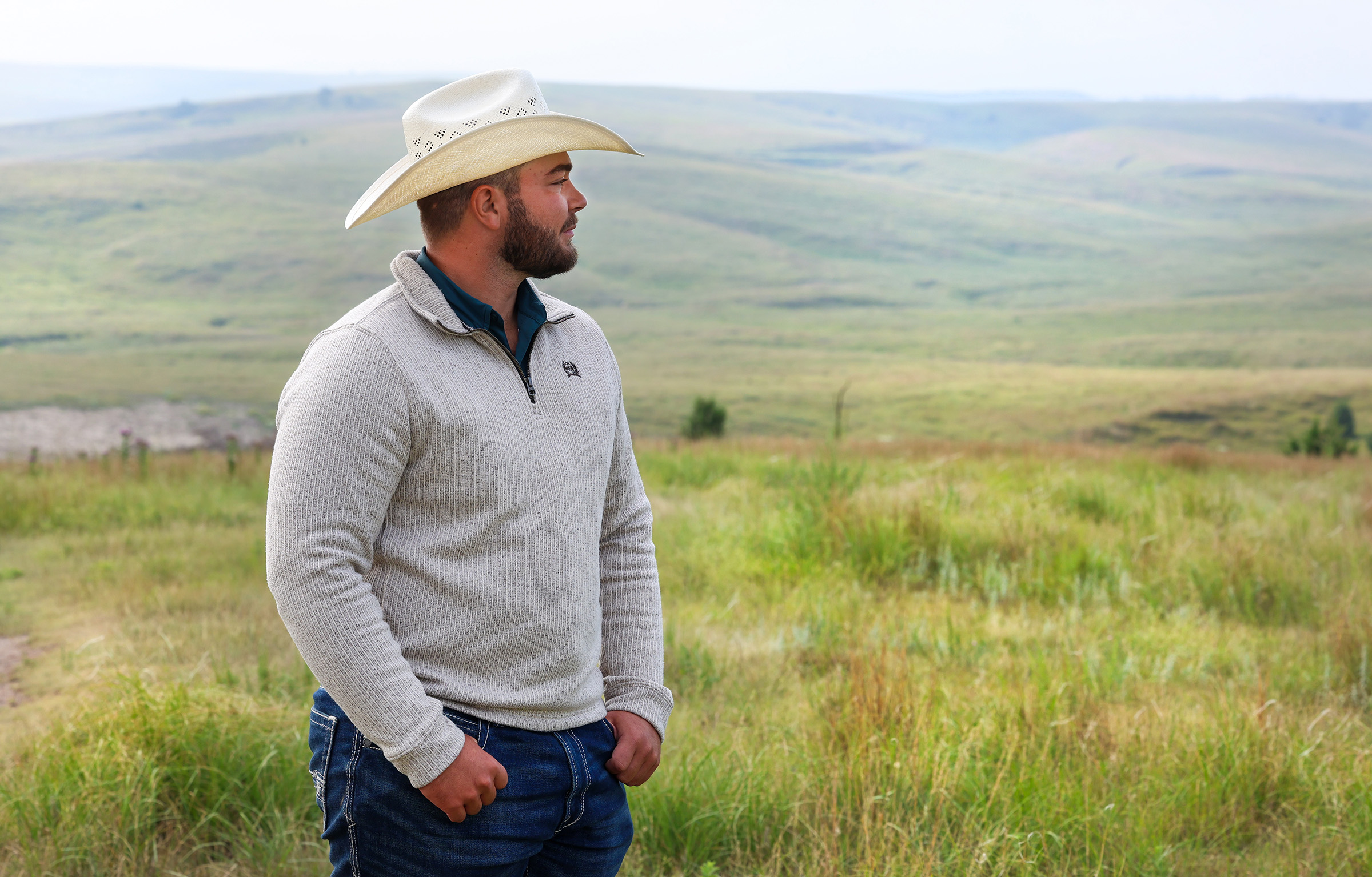 Ryan Arbuthnot is pictured on his family’s ranch north of Sumner.