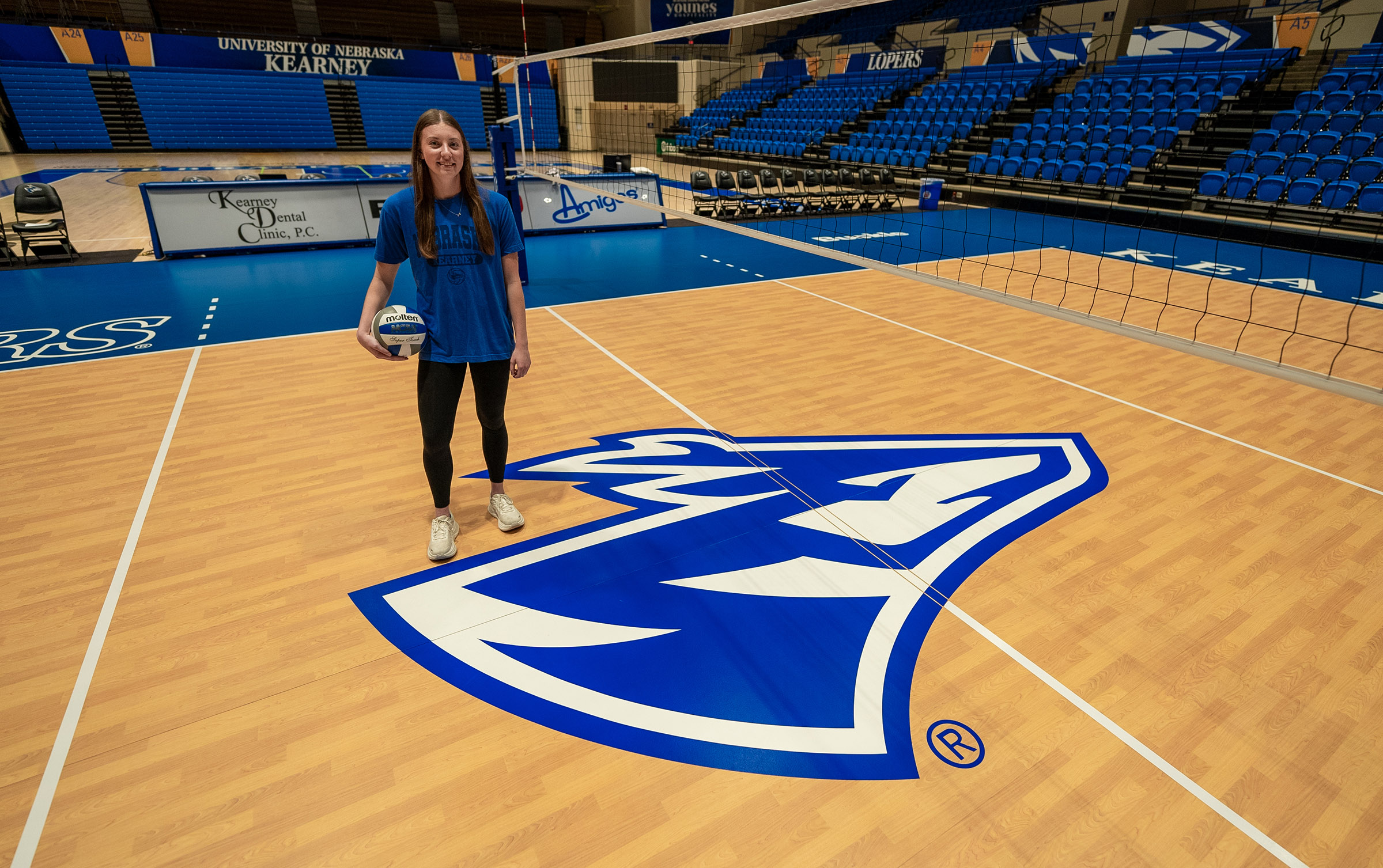 Sydney Davis poses for a photo inside the Health and Sports Center at UNK.