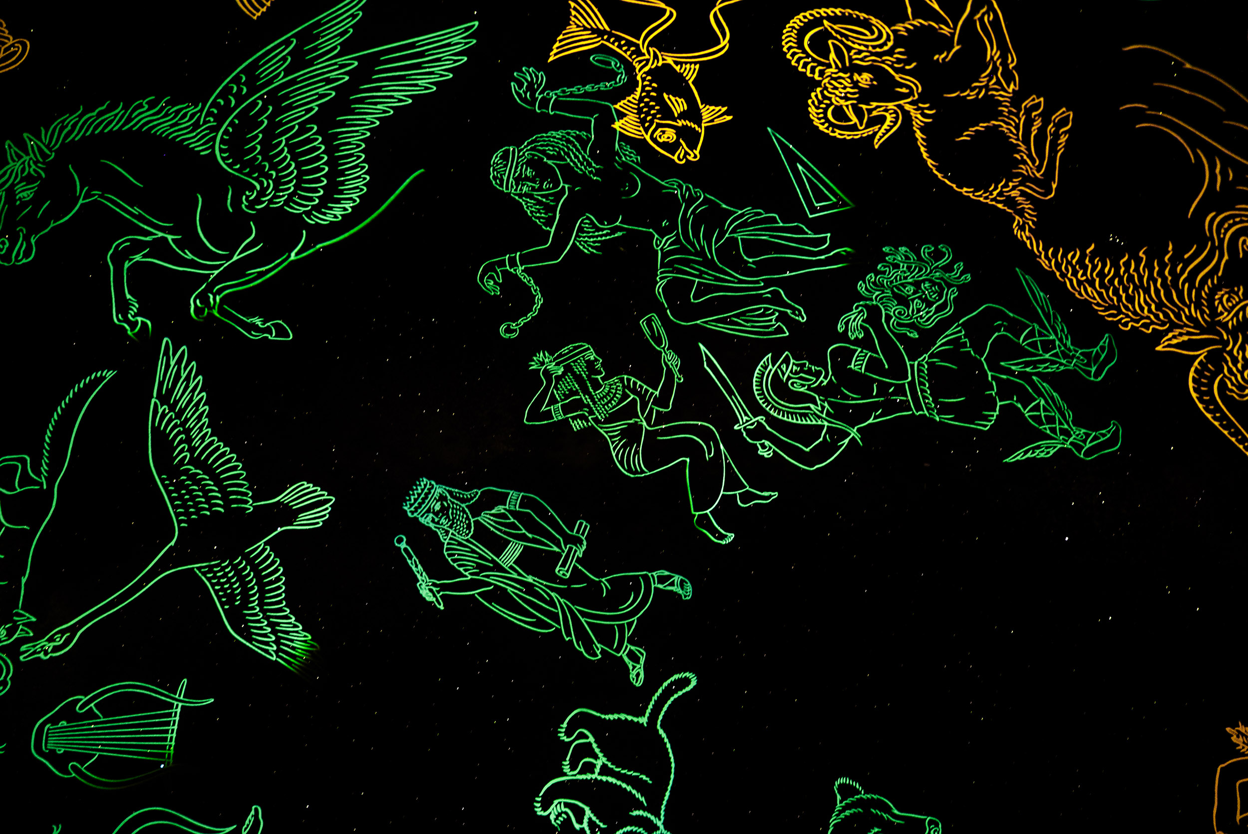 The UNK Planetarium shows constellations during a show.