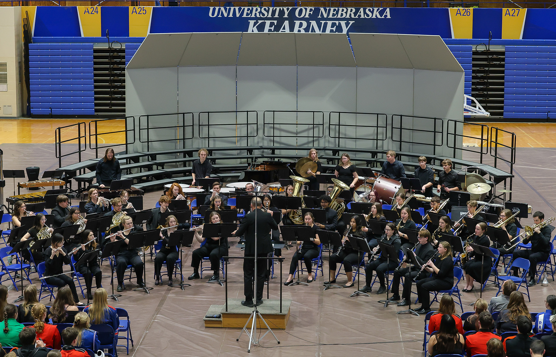 The UNK Wind Ensemble performs on campus.
