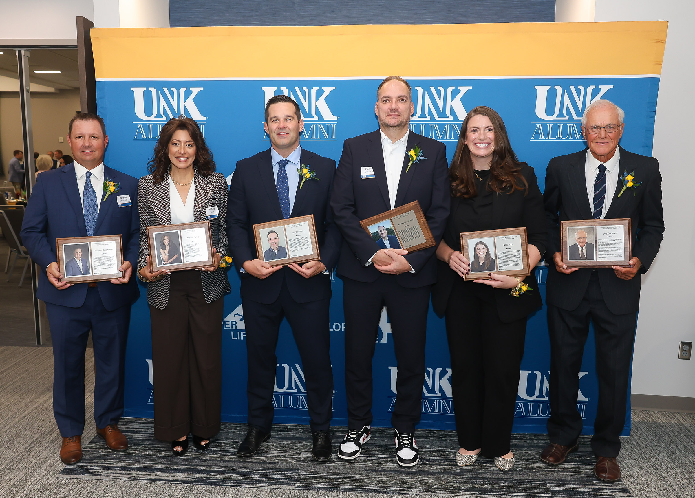 The 2026 UNK Athletic Hall of Fame inductees are recognized Friday during a banquet on campus.