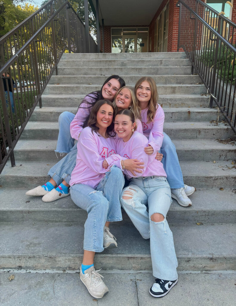 Addison Chapman poses for a photo with her sorority sisters.