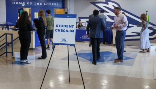 Student check-in at the Career and Internship Fair.