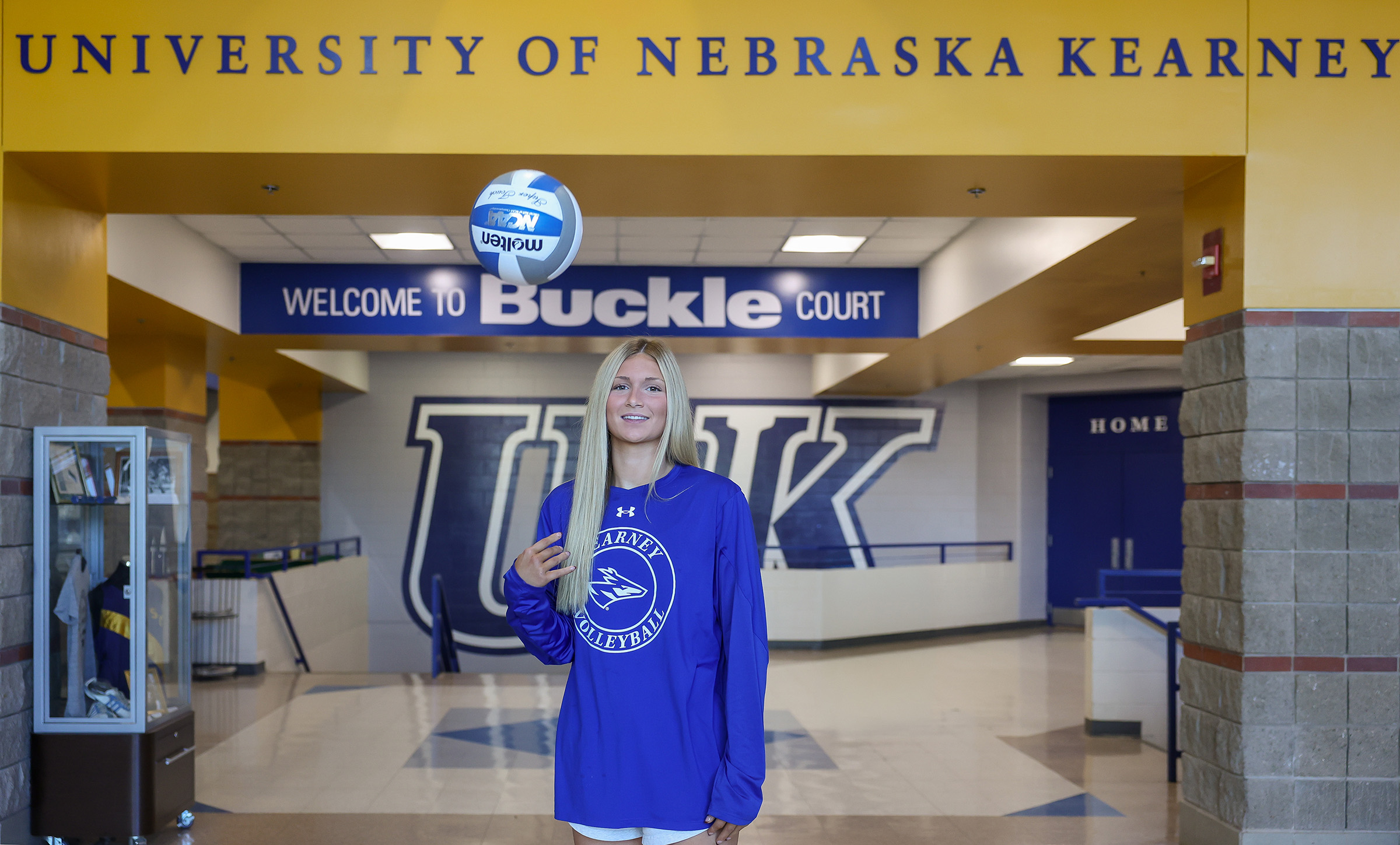 Grace Schmedding poses for a photo inside UNK's Health and Sports Center.