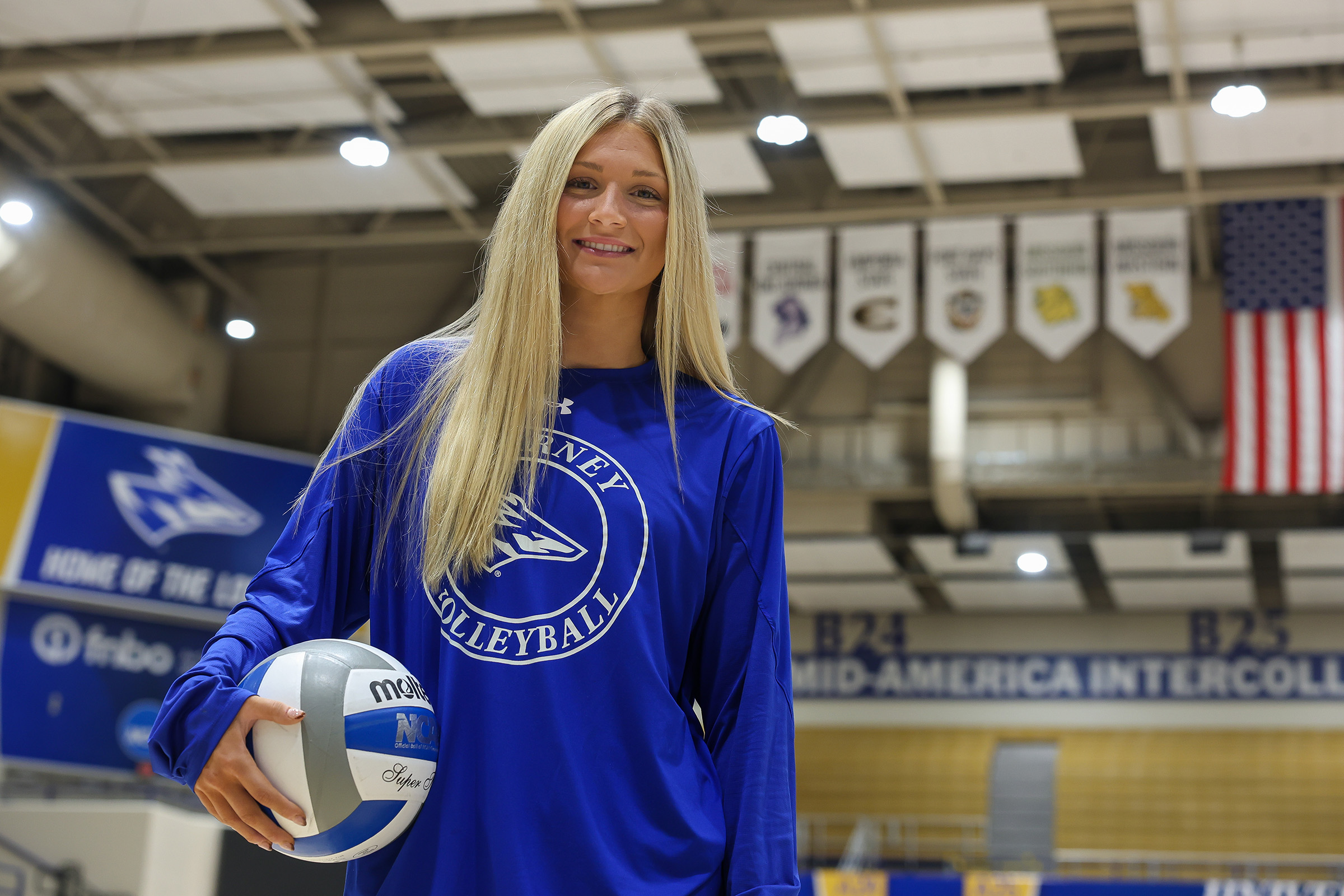 Grace Schmedding poses for a photo inside UNK's Health and Sports Center.