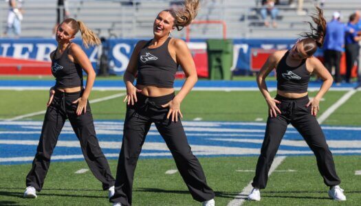 The Sapphires Dance Team performs at halftime.
