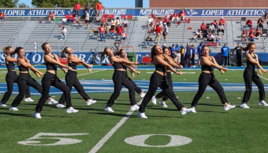 The Sapphires Dance Team performs at halftime.