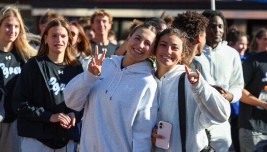 Students participate in the parade.