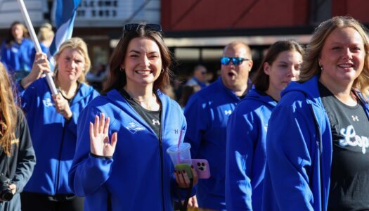 Students participate in the parade.