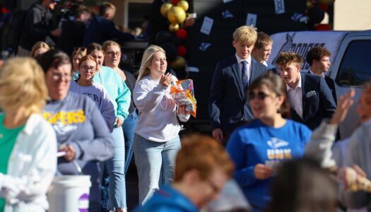Students participate in the parade.