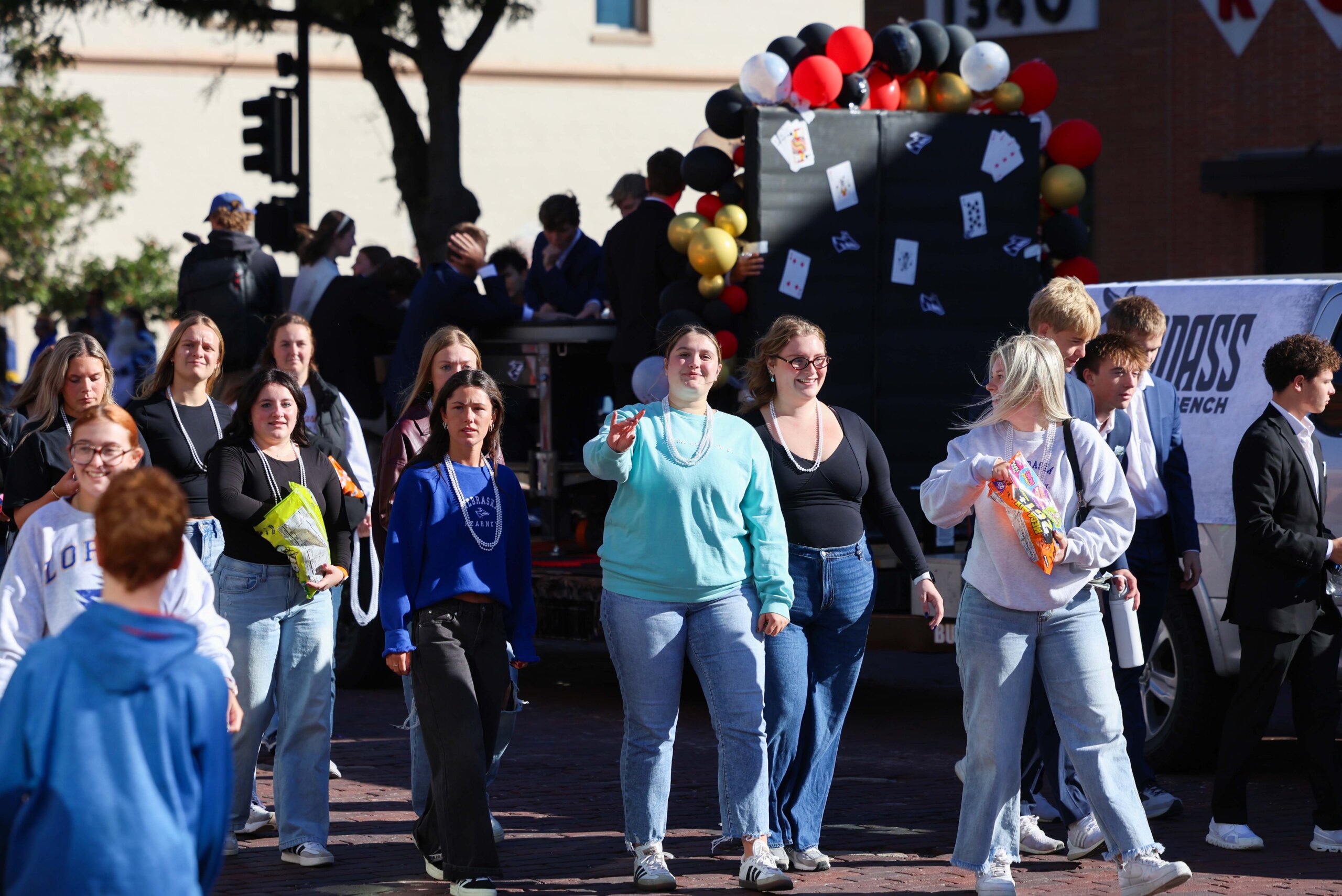 Students participate in the parade.