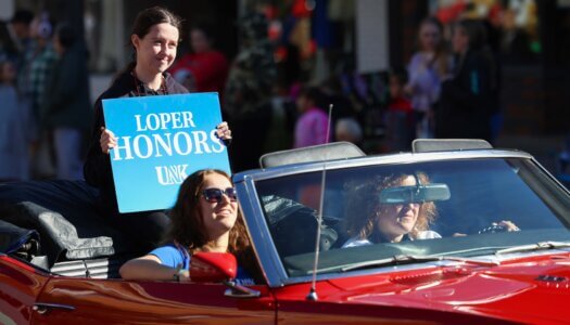 Students participate in the parade.