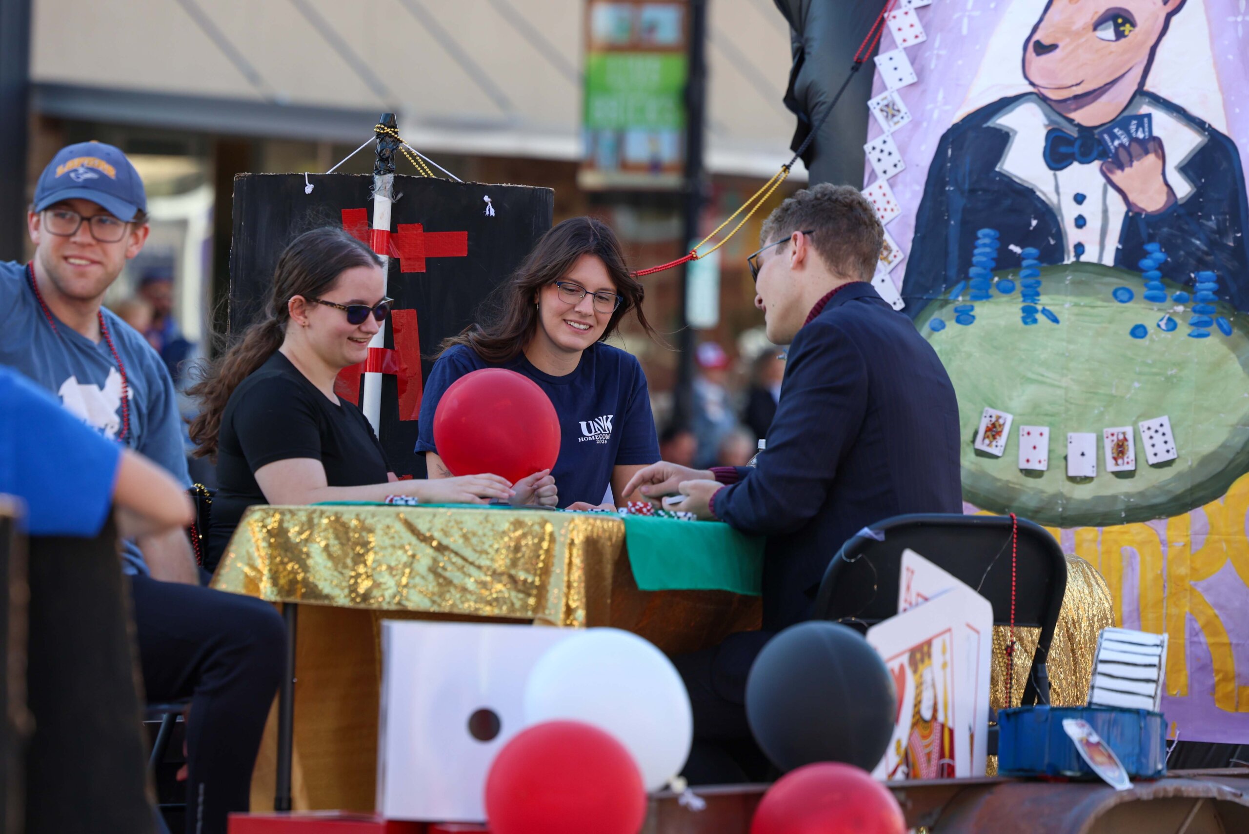 Students participate in the parade.