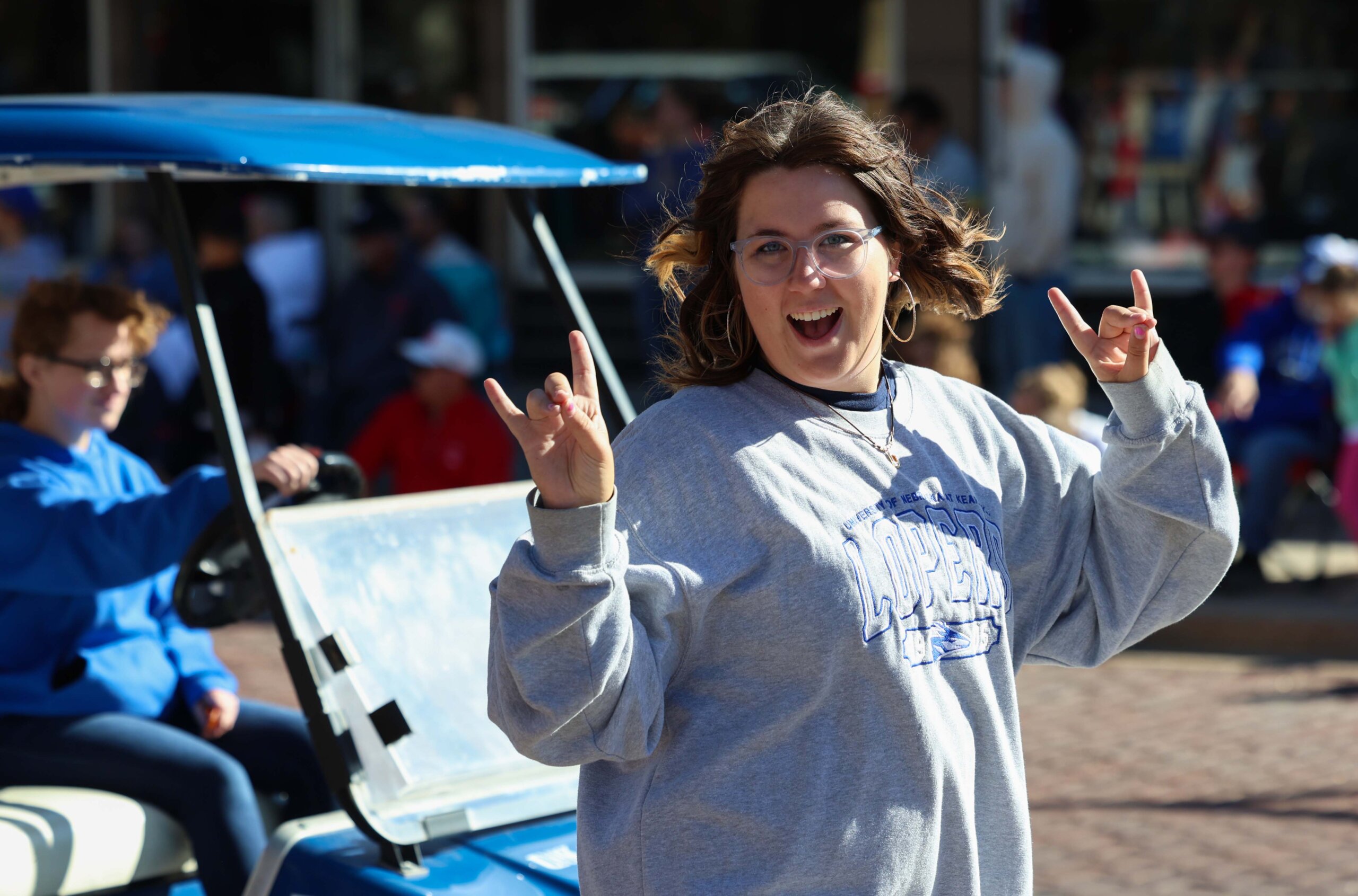 Students participate in the parade.
