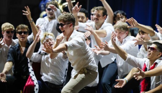 Students perform a routine.