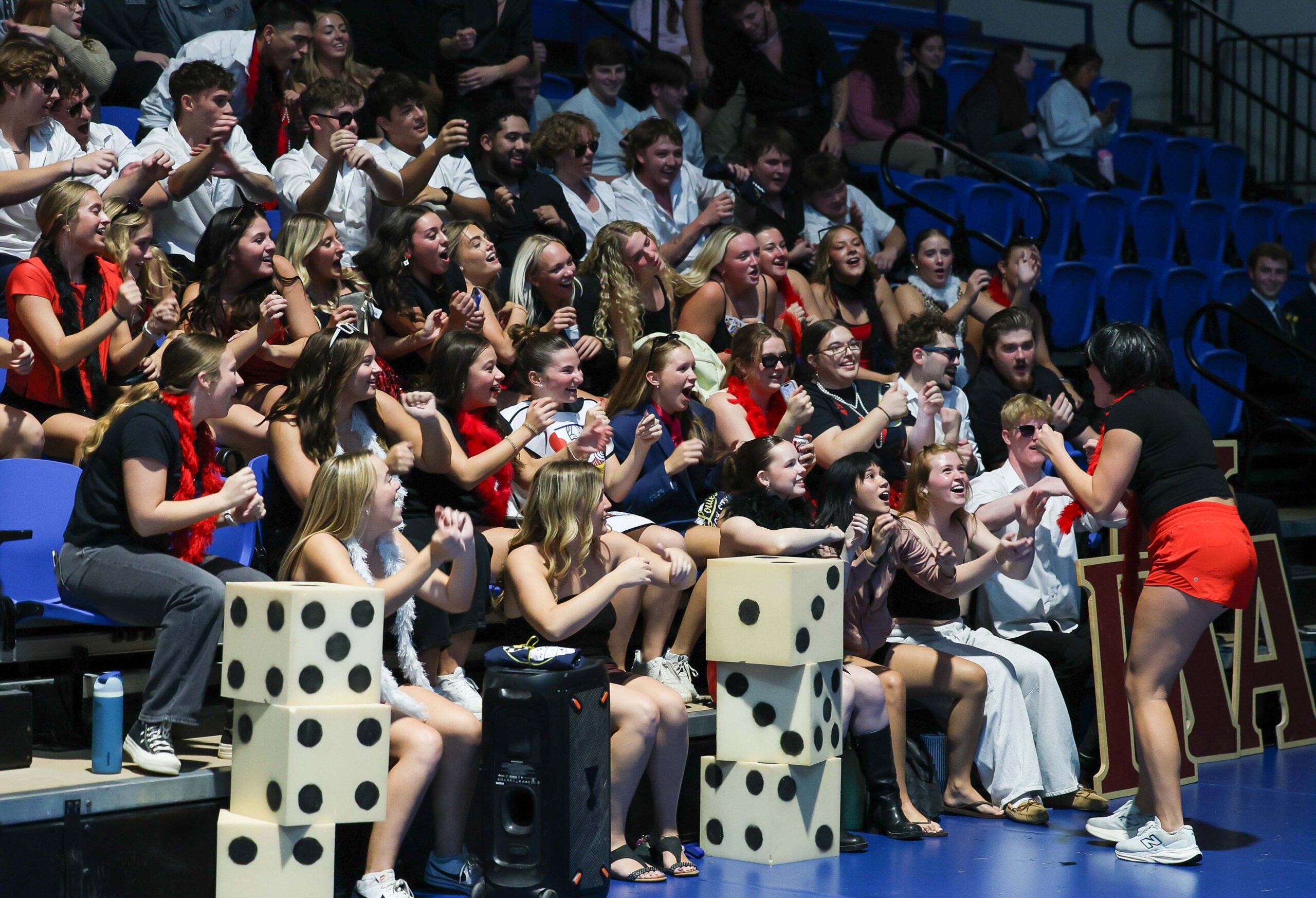 Students cheer in the stands.