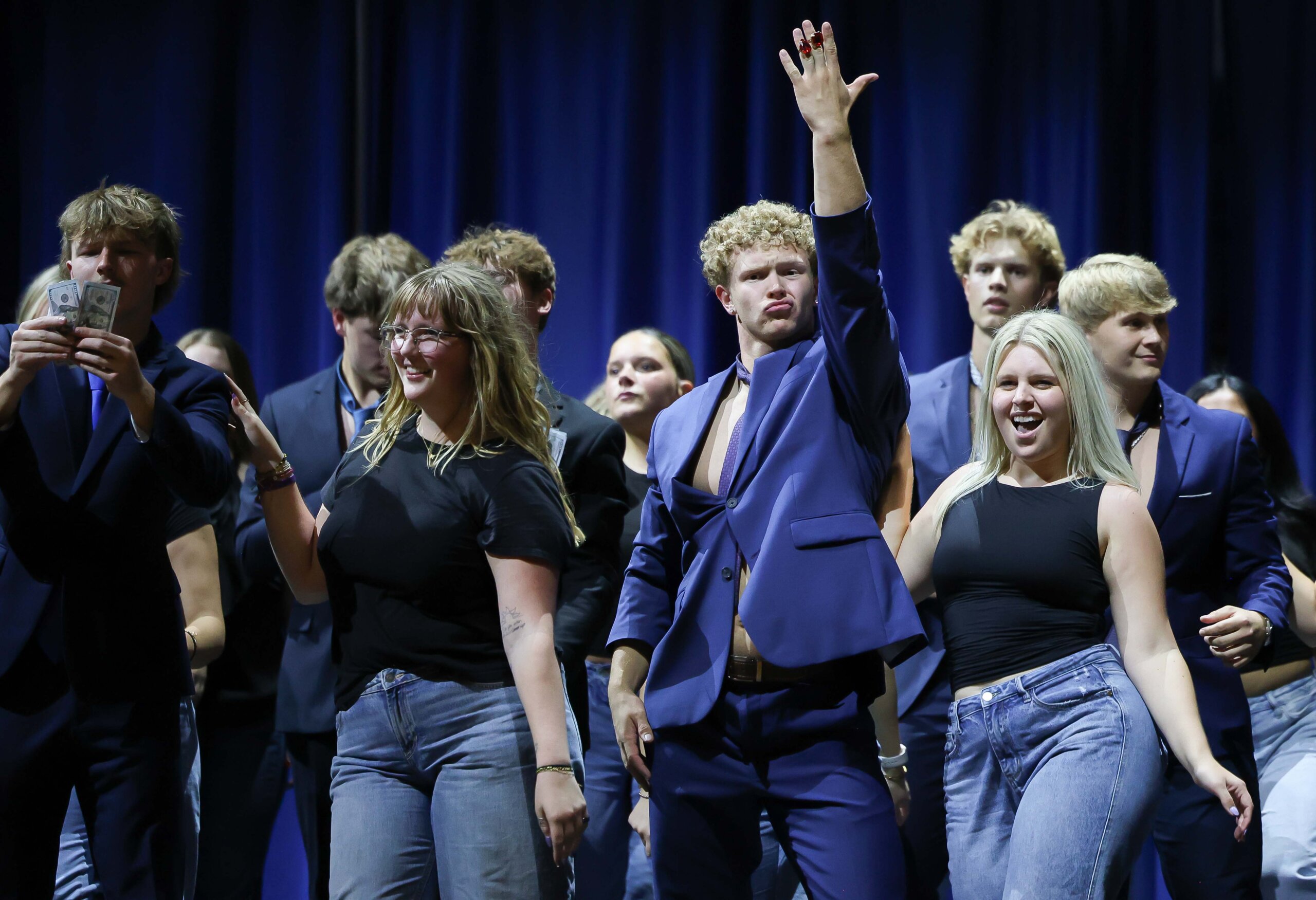 Students perform a routine at Lip Sync.