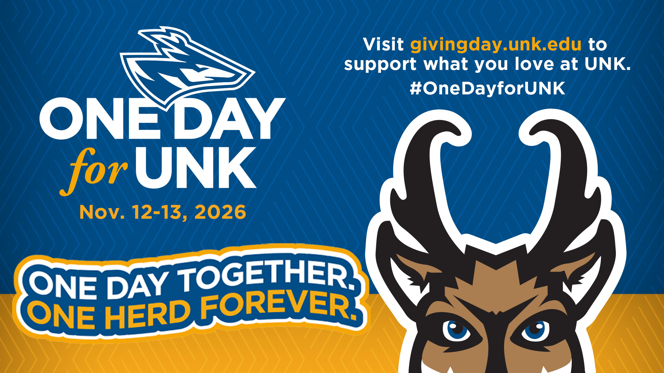 A graphic promoting One Day for UNK