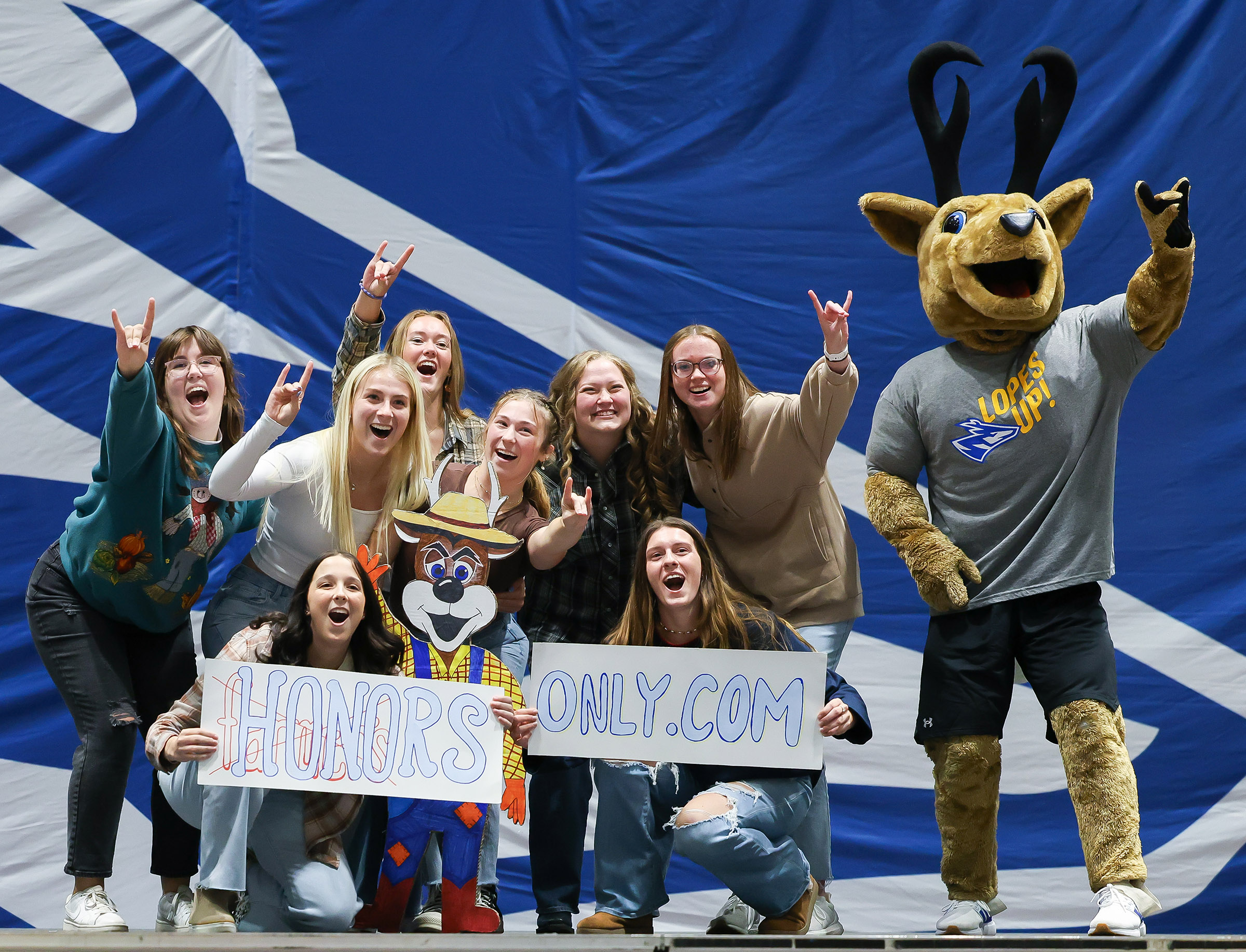 Sydney Owen and other honors students compete in the UNK homecoming lipsync contest.